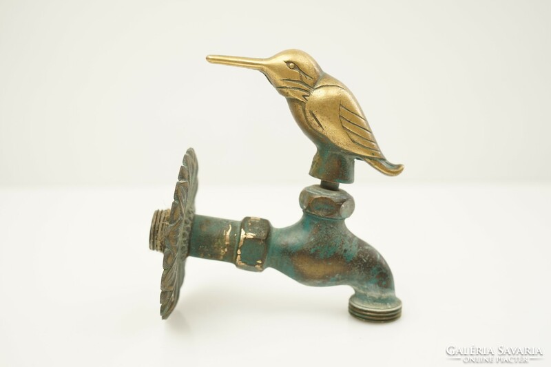 Old Solid Copper Hummingbird Garden Faucet / Retro Hummingbird Bird Faucet / Bird