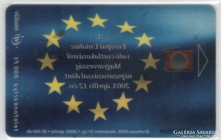 Hungarian telephone card 0958 2003 eu flag gem 7 27,950 pcs.