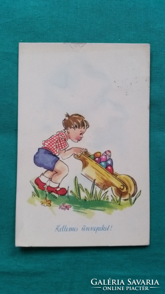 Old graphic Easter postcard, drawing: éva zombory
