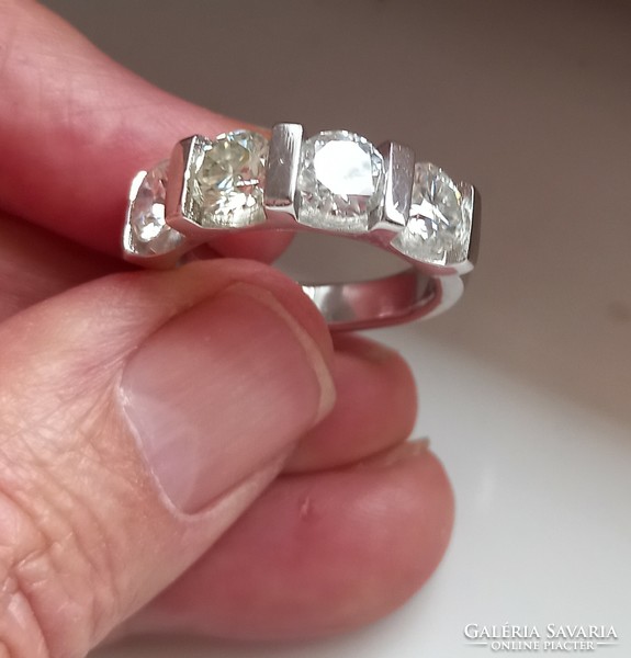 3.1Ct vvs1 h valodi 4 stone white moissanite diamond 925 sterling silver ring