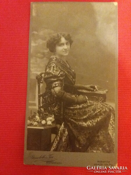 Antique photo: seated lady in fancy dress from the photo workshop of goszleth and his son, Budapest 22 x 12 according to pictures