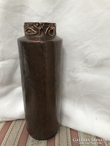 Retro !! Industrial lignifer is also. Hammered copper vase