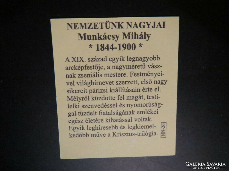 Nemzetünk nagyjai sorozat Ag.999 színezüst, Munkácsy Mihály 1844-1900