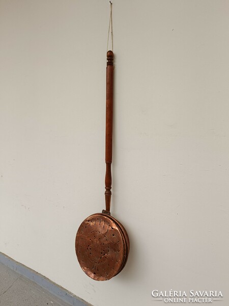 Antique copper kitchen tool turned handle coffee roaster with opening lid coffee roaster 616 8458