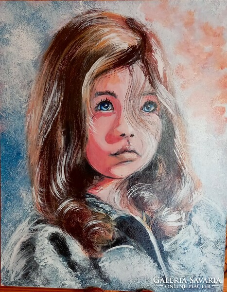 "BARACK VIRÁG" kislányportré farostlemezen.40 x 50 cm,keret nélkül