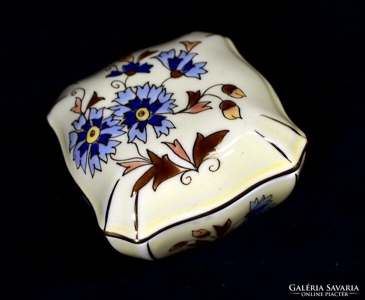 Zsolnay cornflower pattern porcelain bonbonier