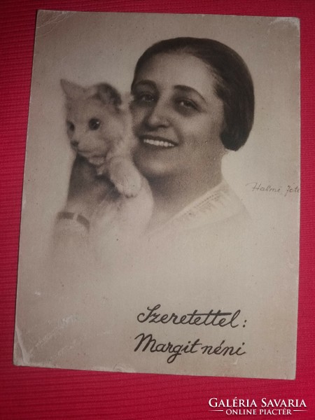 Antik fotó :Szeretettel Margit néni Halmi fotó műhelyéből képeslap méret a képek szerint