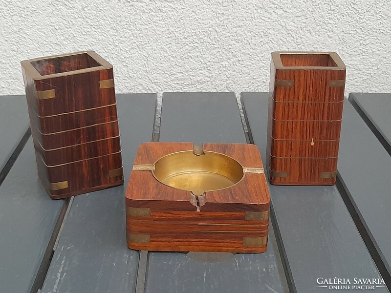 Indian wooden stuff with copper inlay