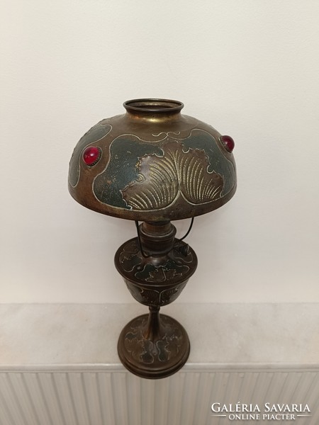 Antik szecessziós jugendstil asztali petróleum lámpa muzeális ritkaság 219 8455