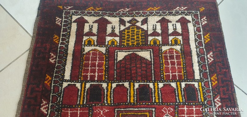 3311 Afgán beluchi kézi csomó gyapjú perzsa szőnyeg 76X96CM INGYEN FUTÁR