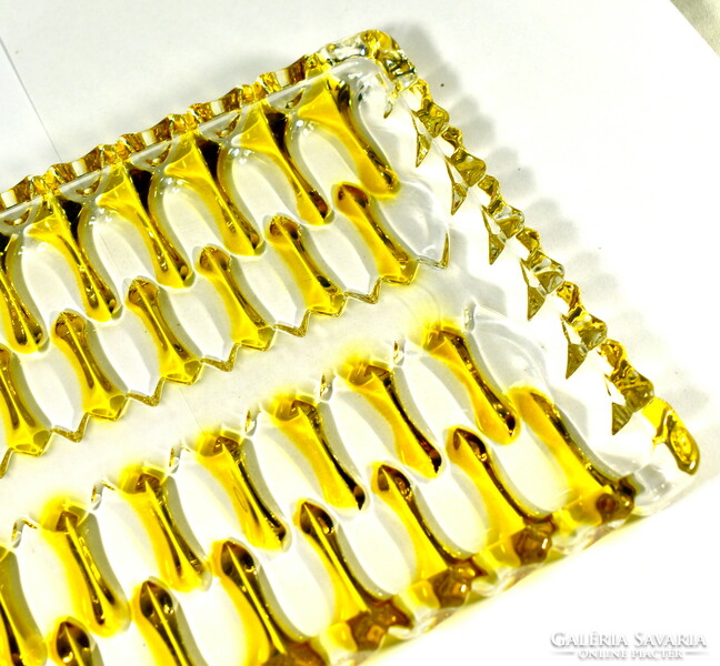 Decorative glass tray with yellow coloring