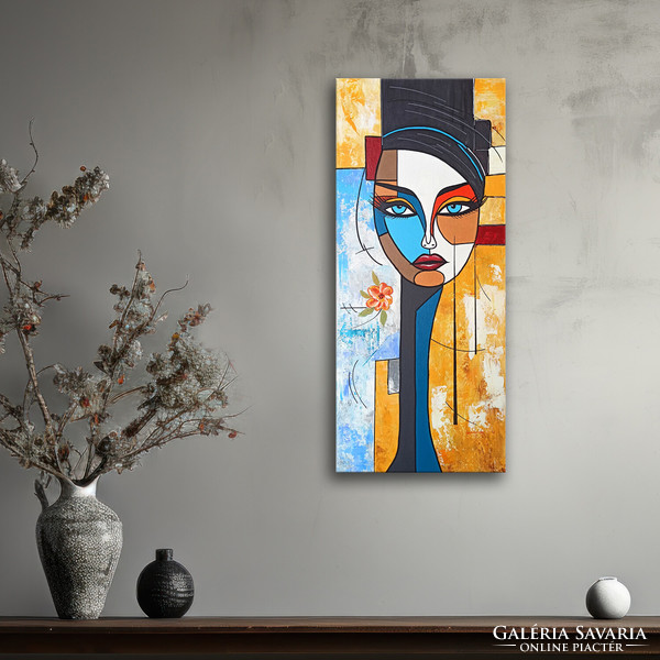 Edit voros: ton regard - modern cubist painting