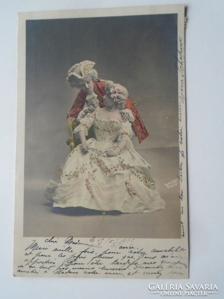 D201804 old postcard - rococo costumes - young couple - fashion - 1902 lemonnier paris