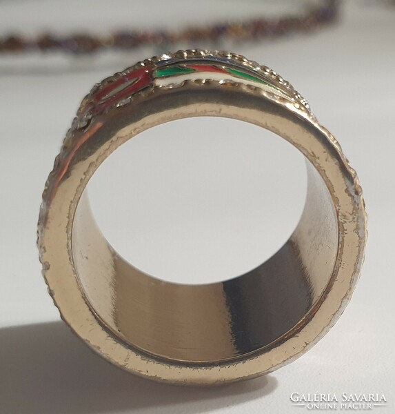 Fire enamel ring 1.5 cm wide size 55