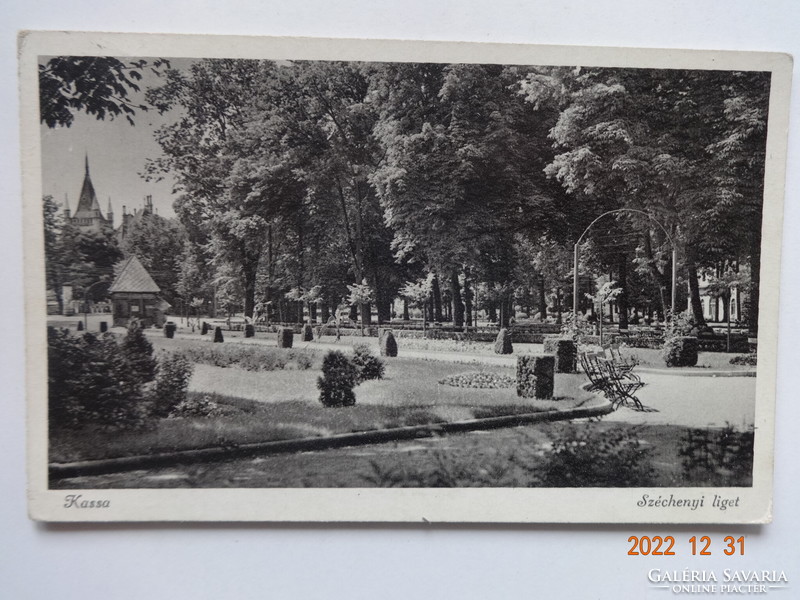 Old postcard: cash register, Széchenyi grove (40s)