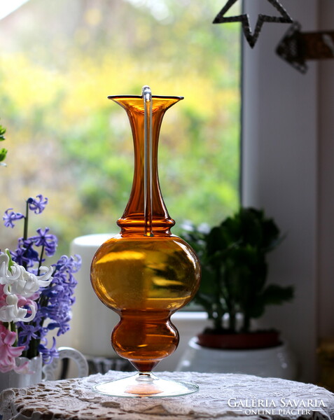 Amber glass slim pourer, carafe, bimini lauscha (?), Beautiful, airy, fantastic piece