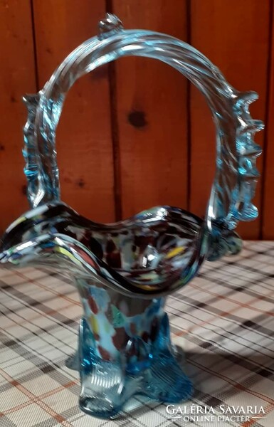Murano style glass basket