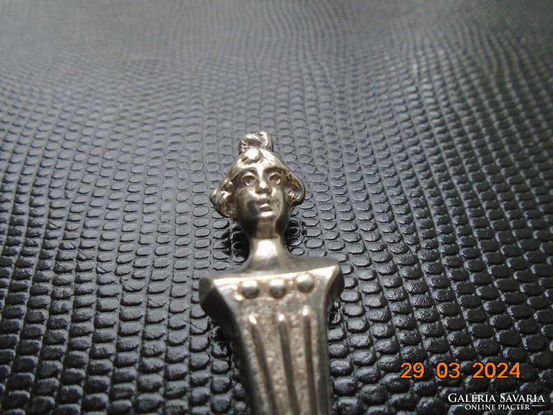 Figurális szecessziós hölggyel lap ezüsttel bevont fagyis kiskanál