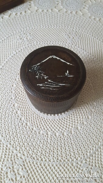 Old Japanese painted wooden coaster set