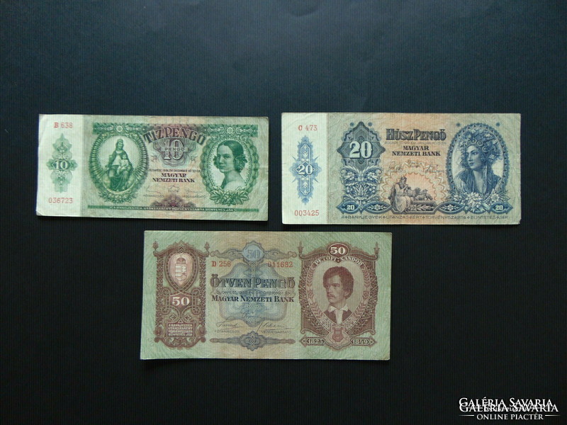 3 darab pengő bankjegy LOT ! 10 - 20 - 50 pengő