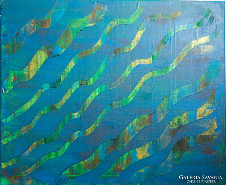Waves 55x46cm abstract contemporary unique canvas picture