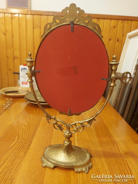Decorative copper table mirror, 39 cm high