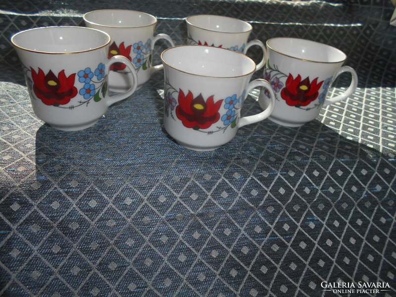 5 Kalocsa hand-painted coffee cups - the price applies to 5 pcs