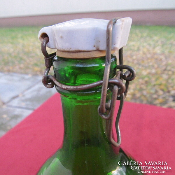 Régi porcelán fejes csatos üveg, csatosüveg, palack - 34 cm, 1.5 liter
