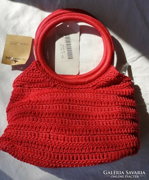 New! Herman crocheted, red bag 30 cm