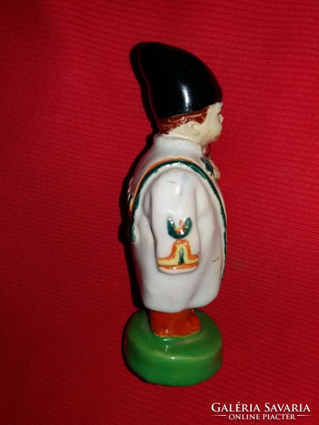 Antique marked Hungarian ceramic figurine of a groom in a filter with a bouquet of flowers 13 x 5 cm