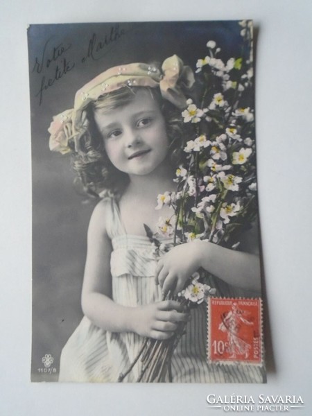 D201805 postcard little girl - 1907 k mme lemonnier caverny