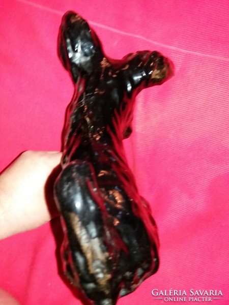 Antik H. Rahmer Mária kerámia fekete kutyus,kutya 23 x 23 cm képek szerint