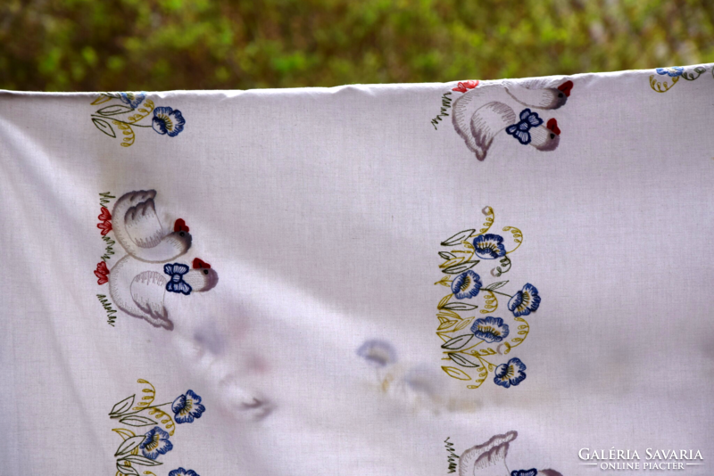 Old large tablecloth tablecloth tablecloth goose flowers embroidered 150 x 134