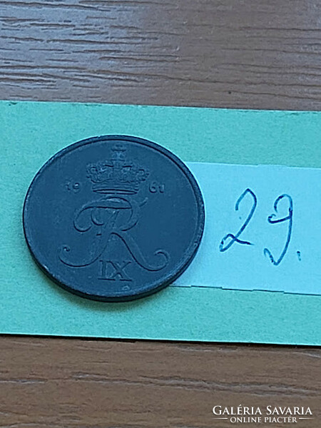 Denmark 2 cents 1961 zinc, ix. King Frederick 29