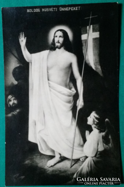 Vallásos húsvéti képeslap, futott