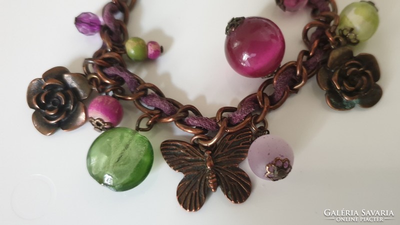 Glass and metal bead bracelet