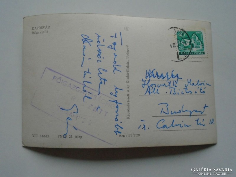 D201833   Kaposvár   Béke szálló  -  régi képeslap -    1961