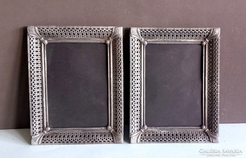 2 metal picture frames negotiable art deco design