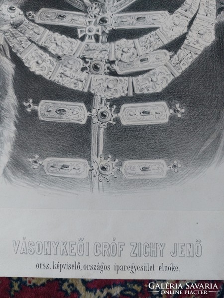 Copperplate: portrait of Count Vásonykeői Jenő Zichy