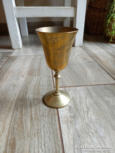 Csodás régi ezüstözött talpas pohár (13x6 cm)