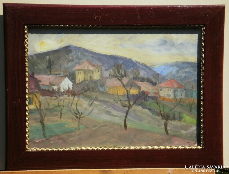 György Országh (20th Century): landscape with houses