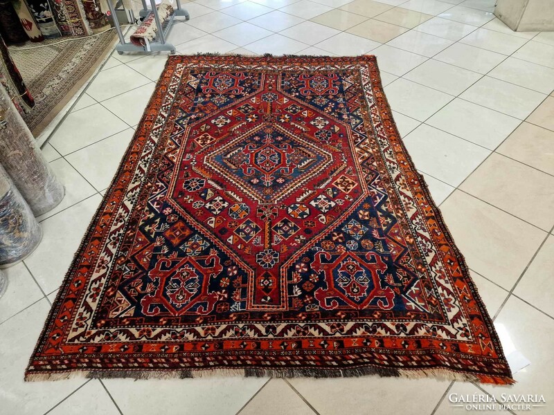 Vintage iráni shiraz 115x240 kézi csomózású gyapjú perzsa szőnyeg Z46