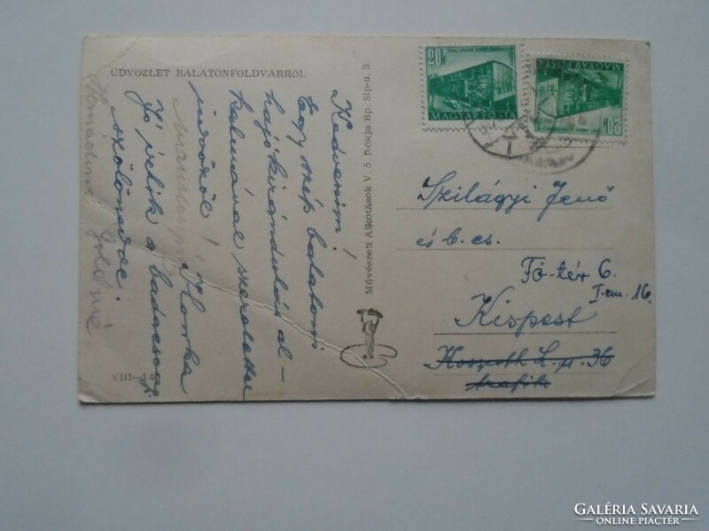 D201840   Balatonföldvár 1950k  -  régi képeslap