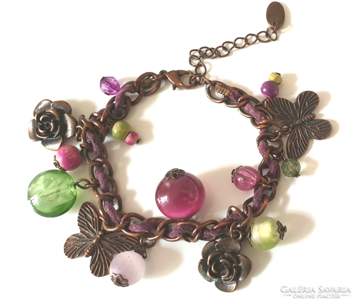 Glass and metal bead bracelet