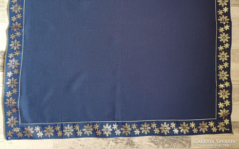 Dark blue gold Christmas tablecloth