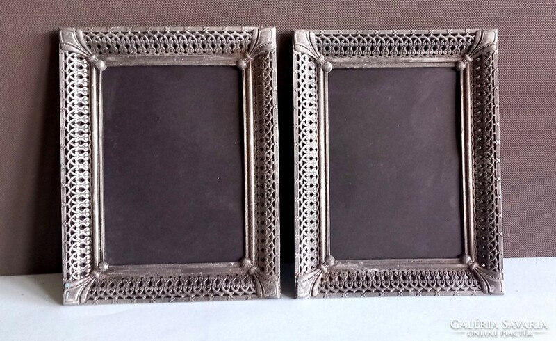 2 metal picture frames negotiable art deco design
