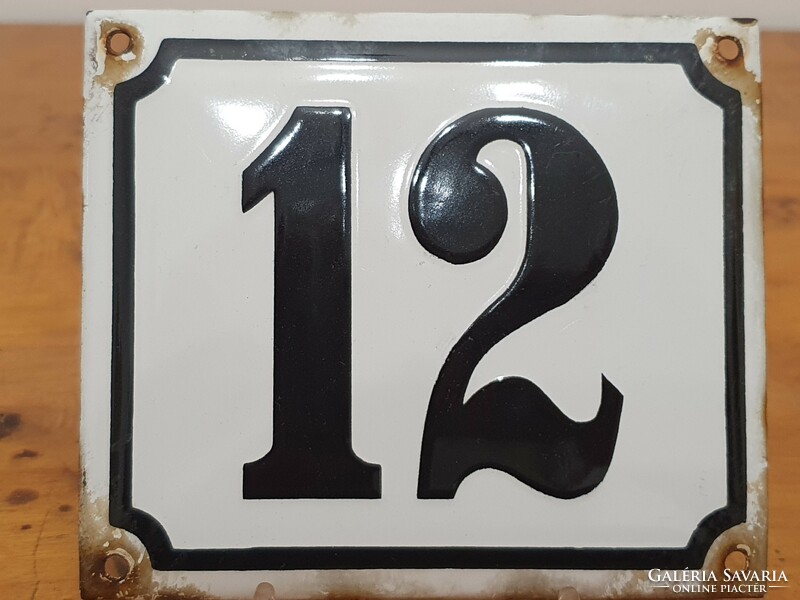 House number plate enamelled 12