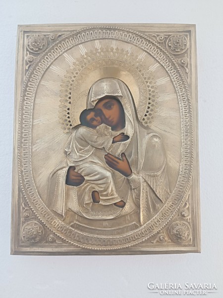 Antique Russian Orthodox Icon Our Lady of Vladimir