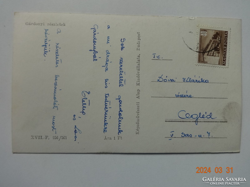 Régi képeslap: Gárdony, részletek (1956)