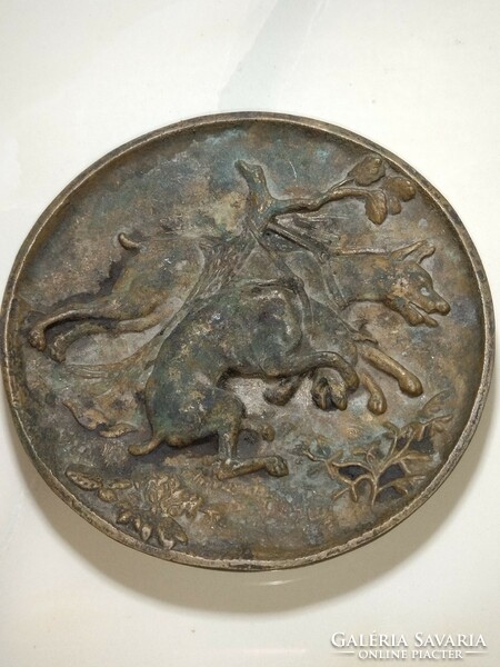 Beautiful antique 2 dog pattern heavy bronze copper ashtray ashtray